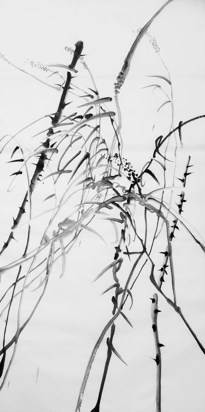 서정연, Chopin - 이별의 왈츠,  한지에 먹, 134 × 64cm, 2023. 서 작가 제공