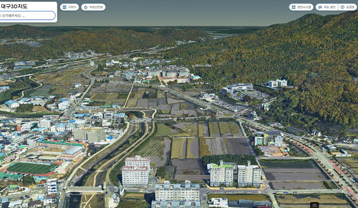 군위군 3D지도. 대구시 제공 