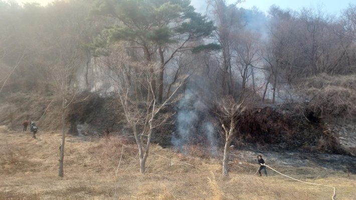 진안 주천면 산불 발생 모습. 전북소방본부 제공