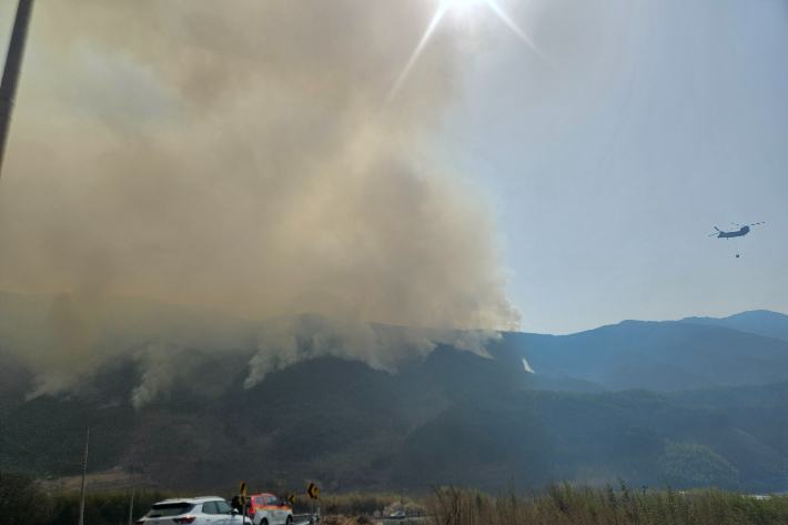 26일 경남 하동 옥종면 위태리 인근 현장 모습. 산림청 제공