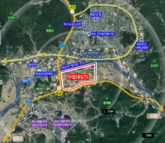 화순 삼천지구 위치도. 전남도 제공