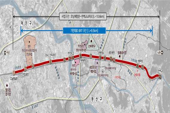 전주 기린대로 BRT 사업 위치도. 전주시 제공