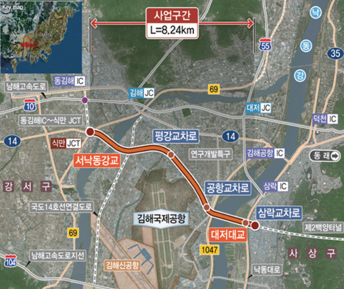 대저대교 사업 구간. 김도읍 의원실 제공 