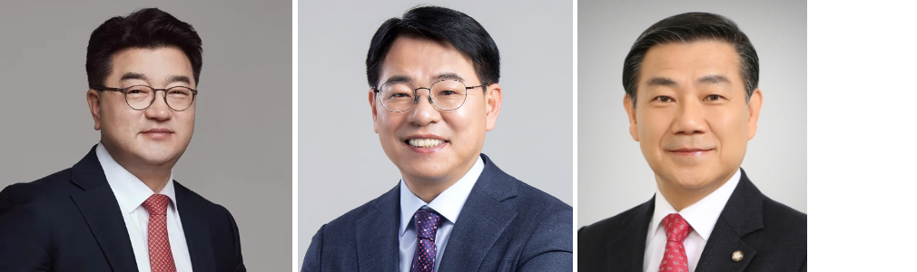 내년 부산 금정구청장 출마설이 나오고 있는 김종천 부산가톨릭대 교수, 현 윤일현 금정구청장, 현 금정구 백종헌 국회의원. 의원실 등 제공