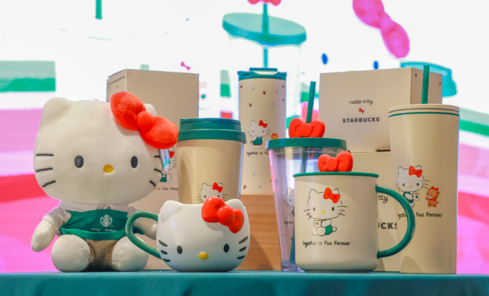 오직 온라인에서만! 스타벅스, 헬로 키티 MD 7종 출시. 스타벅스 제공