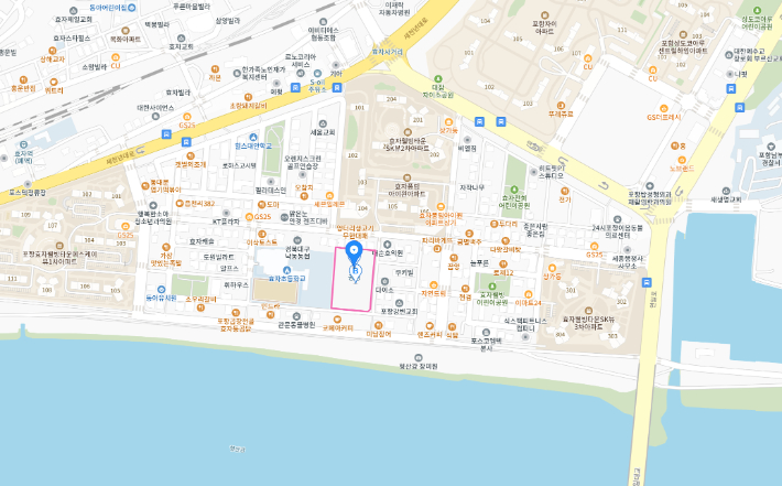 현재 공영주차장으로 사용중인 가칭 효자중학교 부지. 카카오지도 캡처