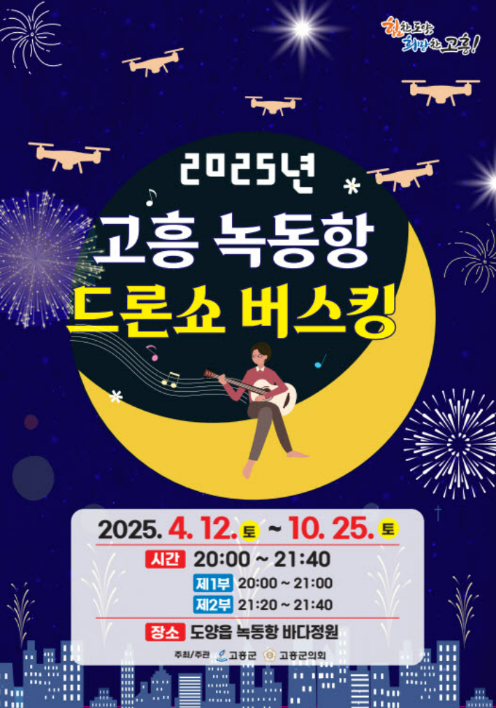 녹동항 드론쇼 버스킹 공연 안내. 고흥군 제공