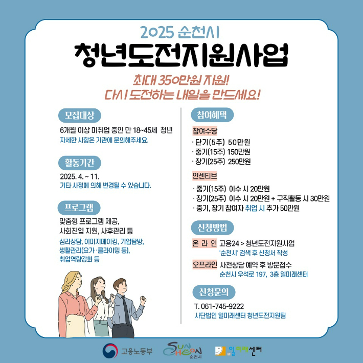  '청년도전 지원사업' 안내문. 순천시 제공