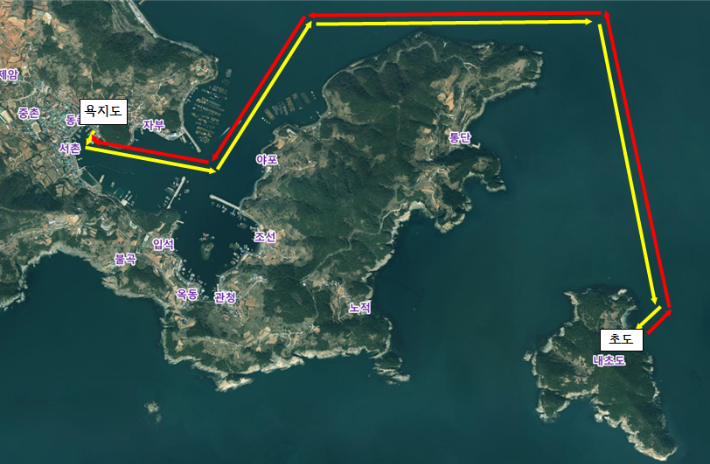 통영시 초도 운항 항로. 경남도청 제공 