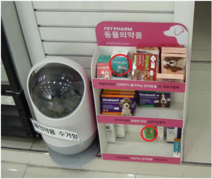 유효기한이 지난 동물용 의약품을 판매 목적으로 진열한 동물약국이 적발됐다. 부산시 제공