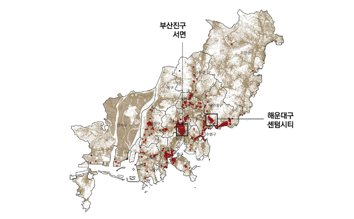 부산시 공개공지 분포 현황. 부산시 제공