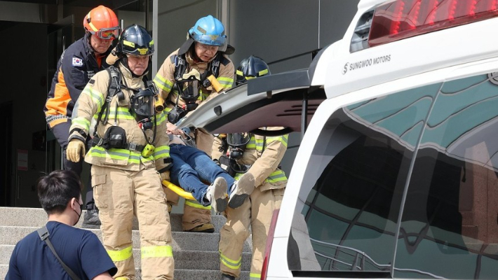 드론 테러, 화재 대응 인명구조 훈련. 연합뉴스