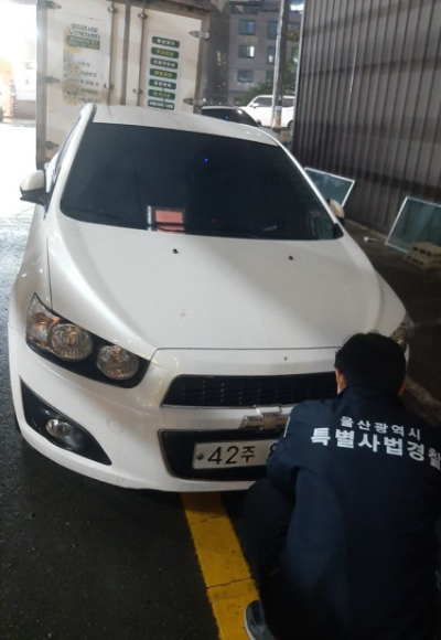울산시·구군 합동 야간 일제 번호판 영치 활동. 울산시 제공