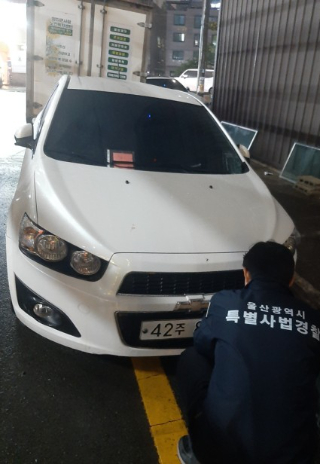 울산시·구군 합동 야간 일제 번호판 영치 활동. 울산시 제공