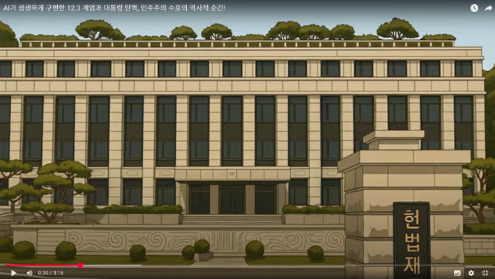 '대통령 윤석열을 파면한다'고 선고한 헌법재판소의 결정문이 단편 애니메이션으로 제작됐다. 광주시 제공
