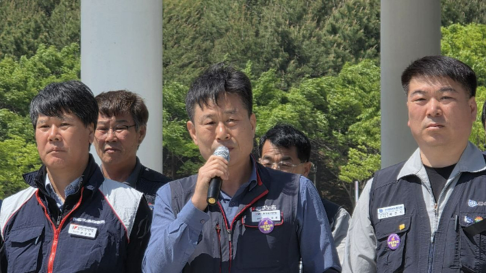 이병용 민주노총 전남본부장이 기자회견에서 발언하고 있다. 민주노총 제공