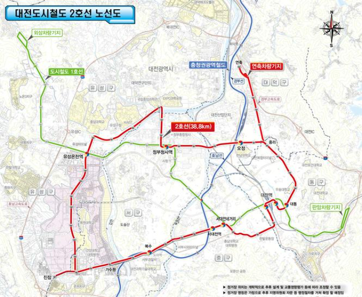 트램 노선도. 대전시 제공