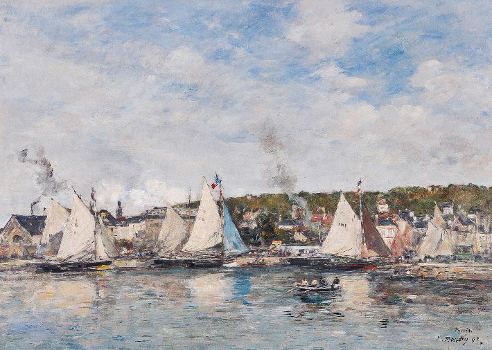 외젠 부댕, '트루빌 항구(Trouville Port), 캔버스 위에 오일, 1893, 요하네스버그 아트 갤러리, 남아프리카 공화국. 가우디움어소시에이츠 제공