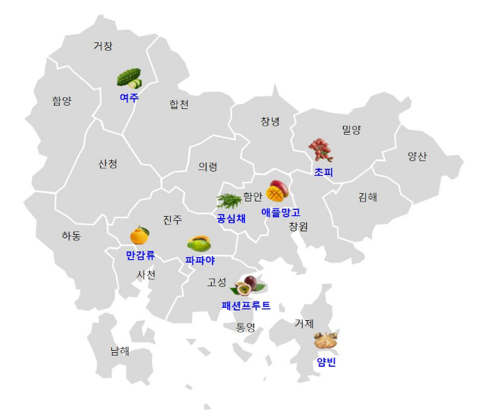 아열대 8개 전략품목 지정. 경남도청 제공 