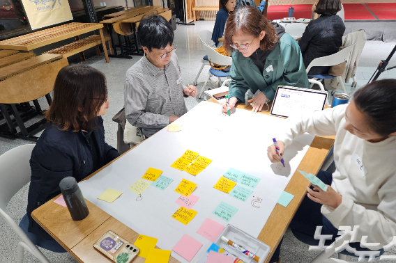 조별 활동 중인 참가자들.