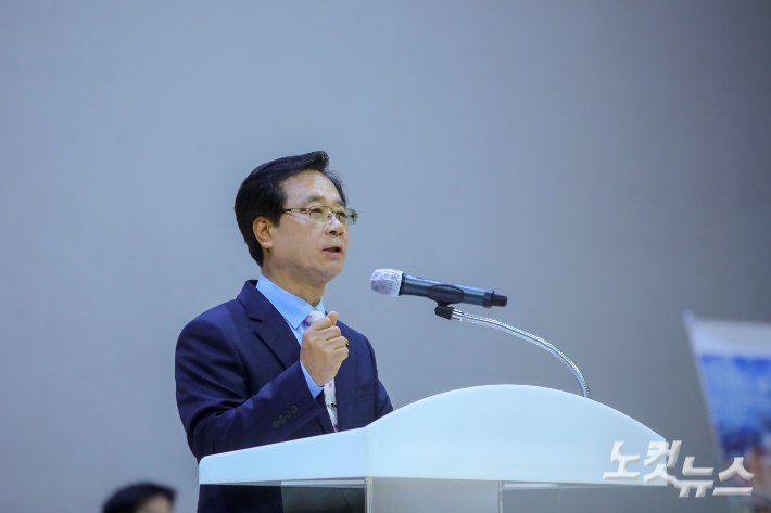 전서노회 목우회 회장 정성수 목사가 대회사를 전하고 있다.