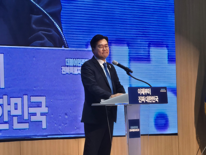 더불어민주당 상임총괄선대위원장인 박찬대 대표 직무대행. 남승현 기자