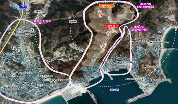 동내골지구 농촌공간정비사업 사업계획도. 울진군 제공