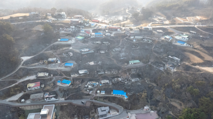 산불 피해를 입은 영덕읍 석리. 영덕군 제공