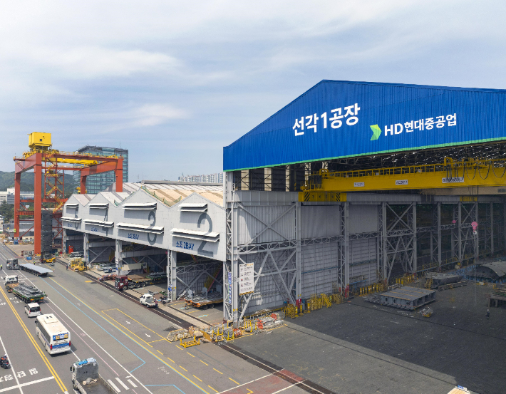보이는 안전 프로젝트가 적용된 선각1공장 전경. HD현대중공업 제공 