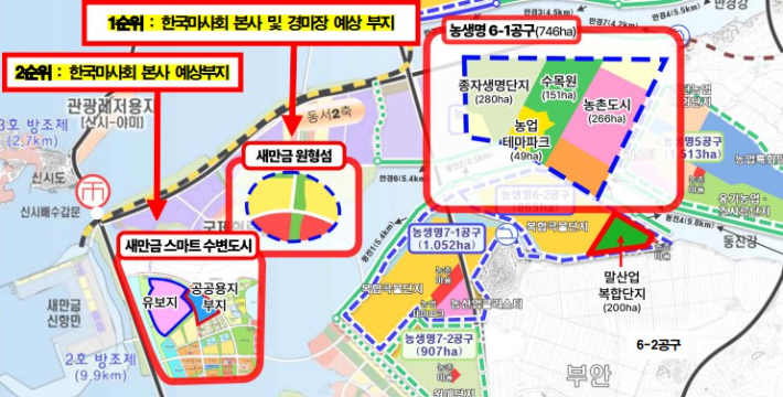 전북 김제가 제시하고 있는 한국마사회 유치 현황도. 김제시 제공