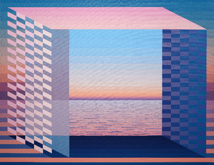 전영진, '회화 위에 회화 2415(Painting on painting)', Acrylic, light molding paste on canvas, 112.1 × 145.5 × 3.0 cm, 2024. 금산갤러리 제공