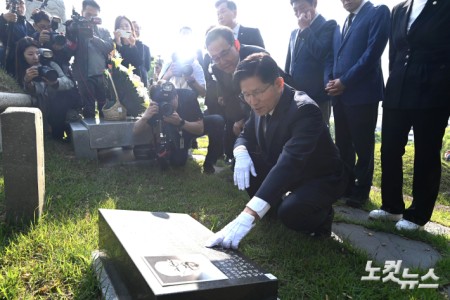 김문수, 독립유공자 김태련·김용해 지사 묘역 참배