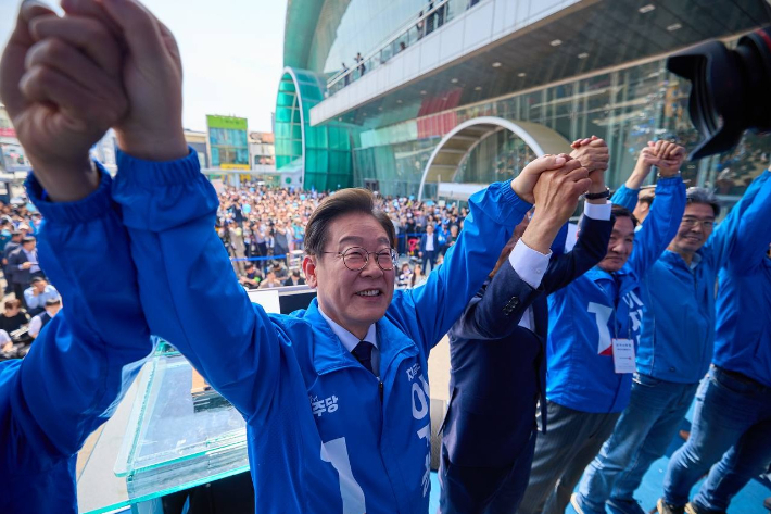이재명 후보가 유세활동을 펼치고 있다. 민주당 경북도당 제공