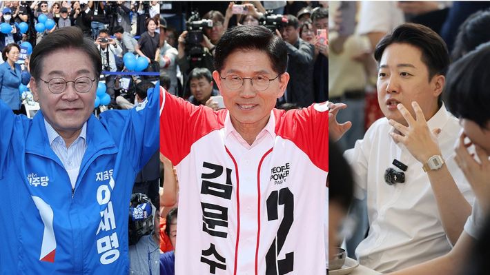 [속보]이재명 김문수 '한자릿수 격차'…이준석 또 '두자릿수'[갤럽]
