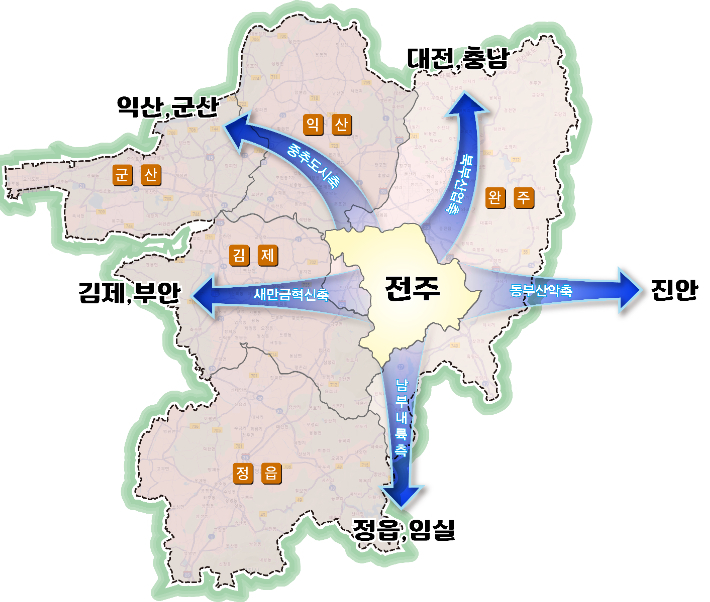 광약교통법에 따른 전주권 교통 계획 설명도. 전북도 제공