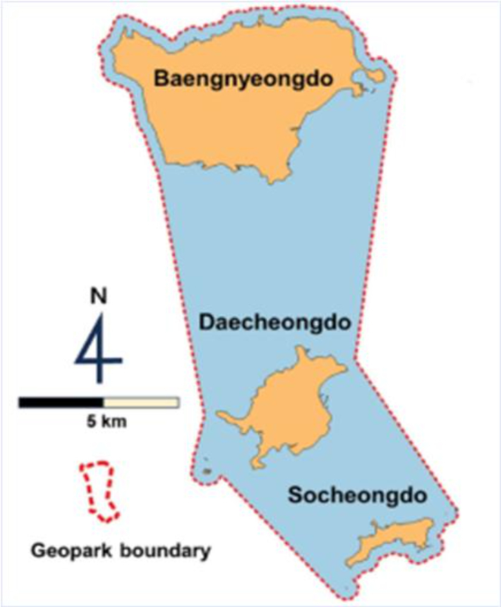 인천 백령·대청 지질공원 구역. 인천시 제공