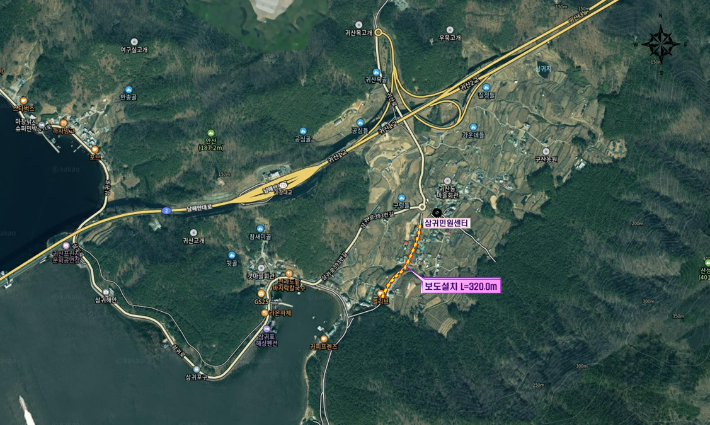 귀산본동 인도 설치 위치도. 성산구청 제공 