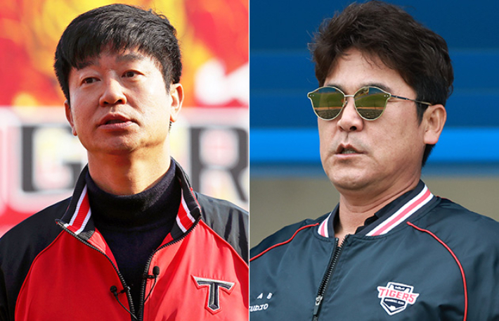 왼쪽부터 KIA 김종국 전 감독·장정석 전 단장. 연합뉴스