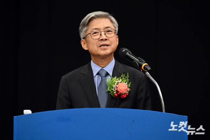 2일 서울 목동 CBS사옥에서 열린 CBS 제11대 사장 취임 예배에서 나이영 신임 사장이 취임사를 하고 있다.