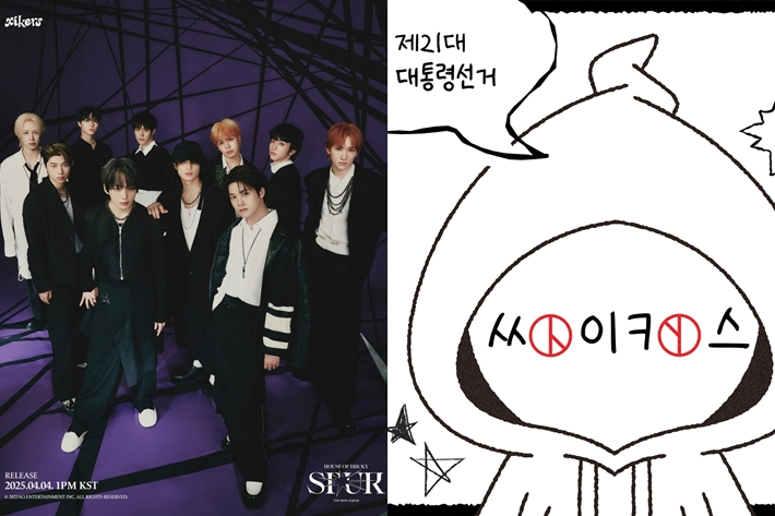 왼쪽부터 싸이커스, 싸이커스 투표 인증 용지. KQ엔터테인먼트 제공