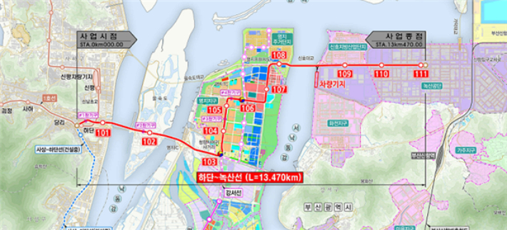 하단~녹산선 노선도. 부산교통공사 제공