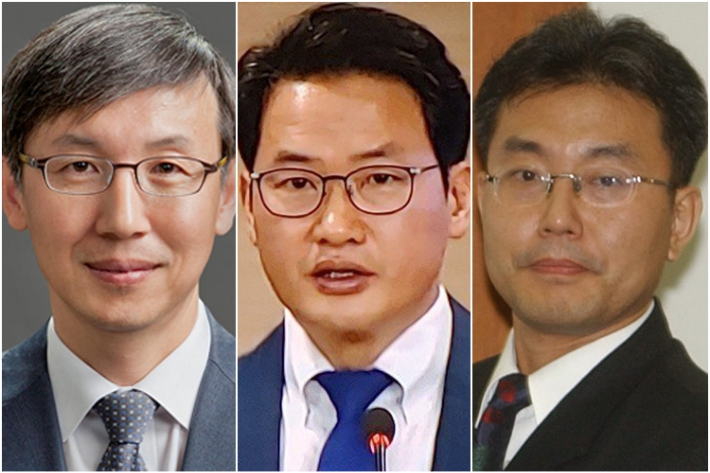 한동수 전 대검찰청 감찰부장(왼쪽부터), 심재철 전 법무부 검찰국장, 이명현 전 국방부 검찰단 고등검찰부장. 연합뉴스