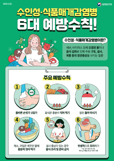수인성식품매개감염병 예방수칙. 질병관리청 제공
