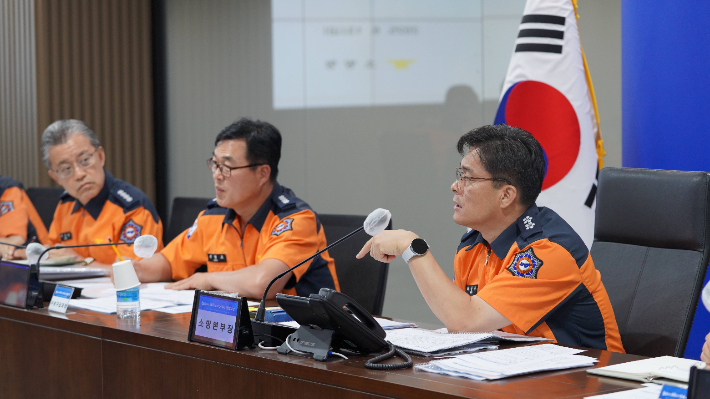 전남 소방안전본부 지휘관 회의에서 최용철 본부장이 발언하고 있다. 전남 소방안전본부 제공