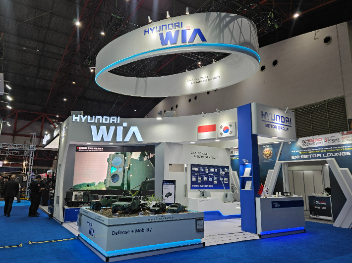 인도네시아 자카르타에서 11일(현지시간) 개막한 방위산업 전시회 'INDO Defence 2025 Expo & Forum'에 참가한 현대위아의 전시장 모습. 현대위아 제공
