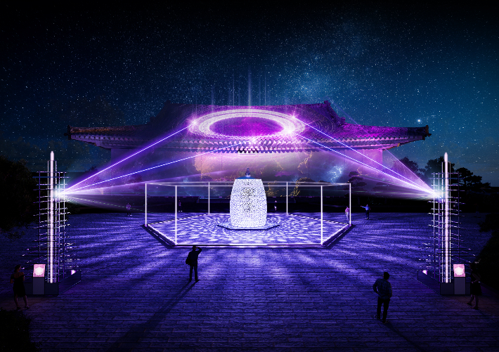 육부촌 미디어 파사드 연출과 빛 광장. 경북문화관광공사 제공