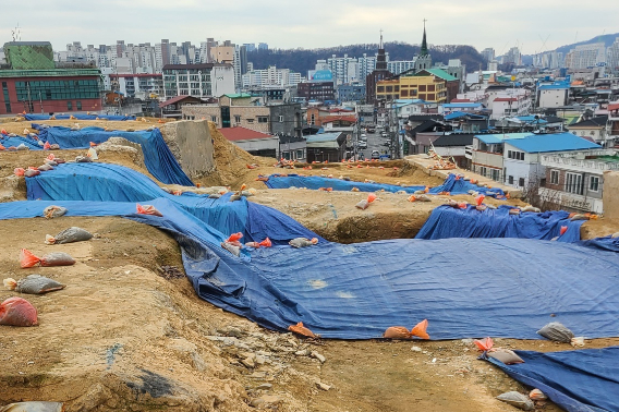 후백제 토성이 확인된 전주 종광대 재개발 정비 구역. 자료사진