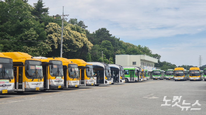 광주 시내버스 차고지. 한아름 기자