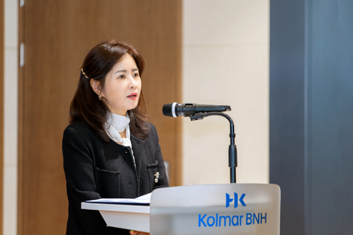 발언 중인 윤여원 콜마비앤에이치 대표. 콜마비앤에이치 제공