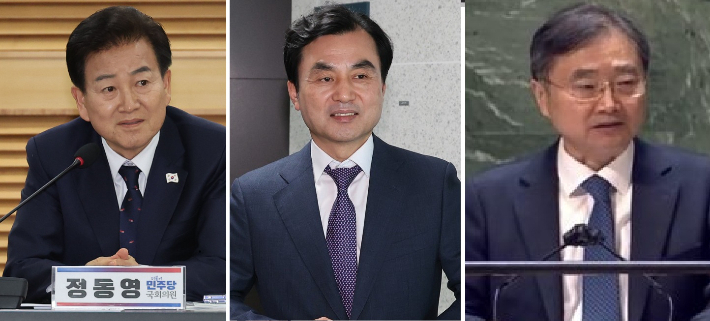 (왼쪽부터) 정동영, 안규백, 조현 장관 후보자. 연합뉴스